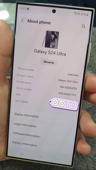 samsung s24 ultra  10by10 complete box for sale