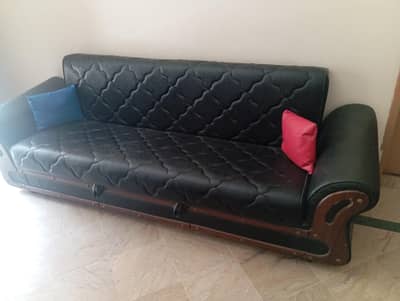 Black Leather Sofa For Sale