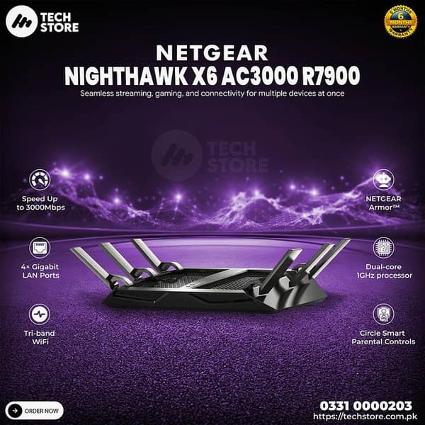 Netgear Router R7900 X6 AC3000 Tri Band WiFi Gigabit Gaming Router In Pakistan (Pre-Owned)