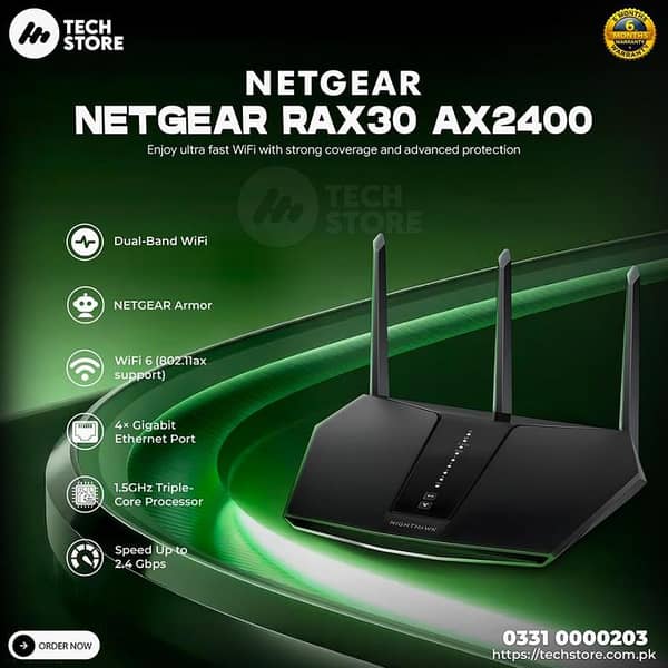 NETGEAR Router Rax30 AX5 AX2400 WiFi 6 Dual-Band Gigabit Router In Pakistan