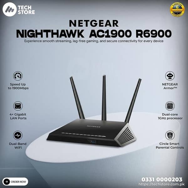 Netgear Router R6900 - Nighthawk AC1900 Smart WiFi Dual Band Gigabit Router In Pakistan (Pre-Owned)
