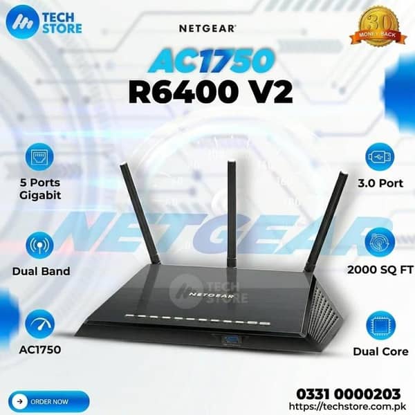Netgear Router R6400 V2 AC1750 Smart WiFi Router Dual Band Gigabit In Pakistan (Pre-Owned)