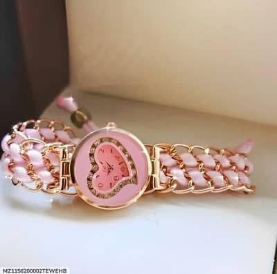 Beautiful Heart Shape Pink Bracelet Watch for Girls (Cash on delivery