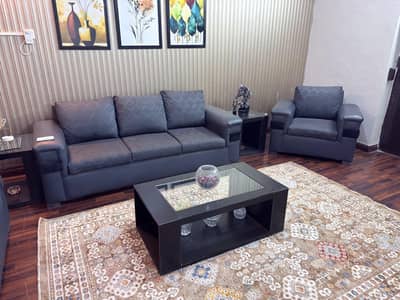 Charcoal Grey 6 Seater Sofa Set with 3 x Tables
