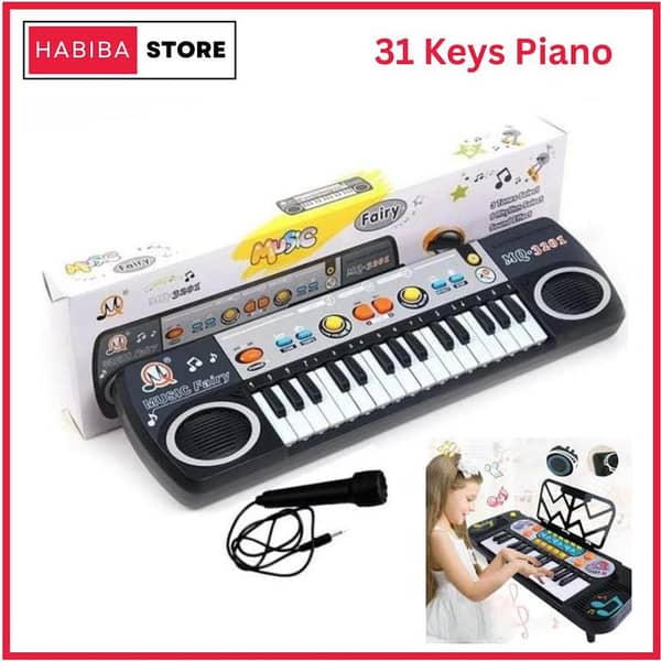 Kids Keyboard Piano with Mic – 31 Keys Fairy Piano Electronic Piano Toy – Educational Music Learning Keyboard – Musical Toy for Kids Boys Girls