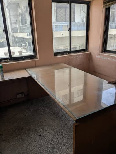 Office Woden Table + 6 door storage cabinet