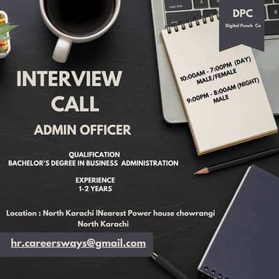 Required  Admin Assistant Male or Female