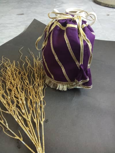 beautiful potli bag with golden lace hand made new best for wedding