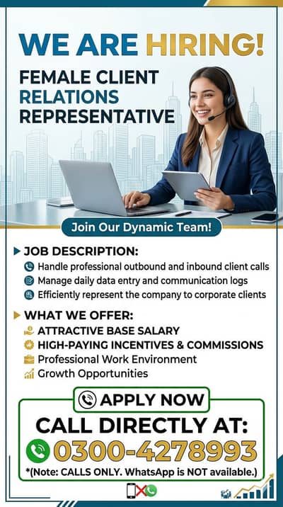 Female Client Relations Representative
