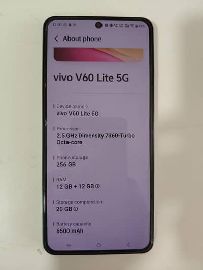 Vivo V60LITE 5g, 8 months Warranty with Complete Box