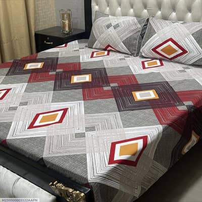 Crystal Cotton Double Bedsheet Set Maroon Grey White