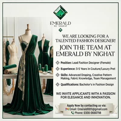 Fashion designer job Available