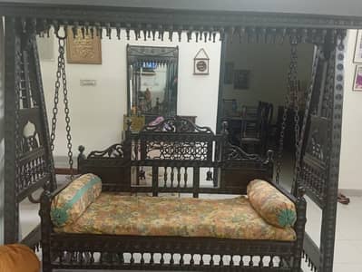 Solid Full Size Jhula, Multani Chairs & Wooden Dressing Table for Sale