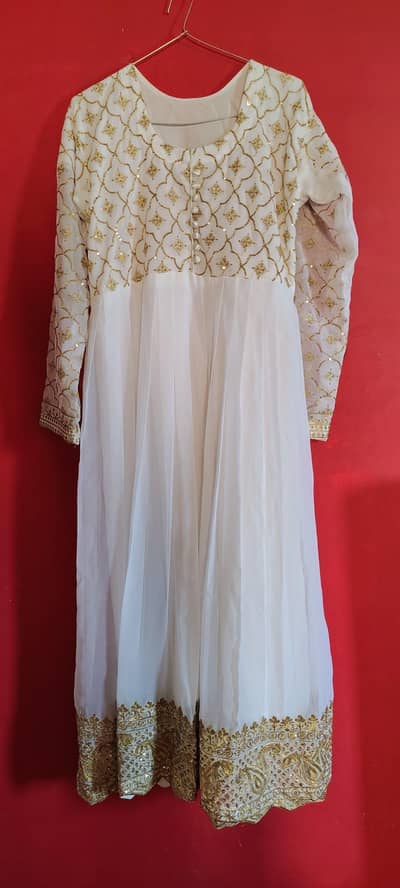 Beautiful white & gold embroidered frock