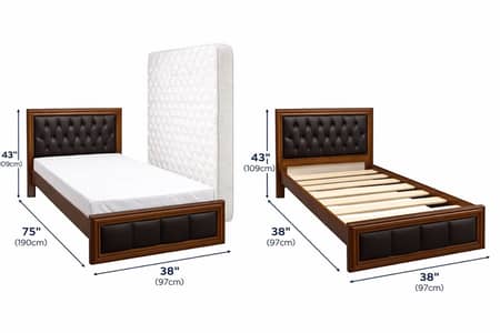 Single wooden bed with premium mattress
