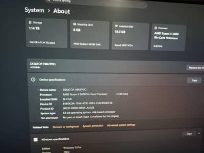 Amd ryzen 5 2600 16gb ram 256ssd 1tbhdd rx590 8gb with WiFi adapter