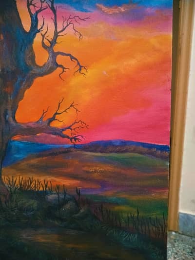 3.   Dramatic Sky & Ancient Tree – Original Canvas Art 24x18"