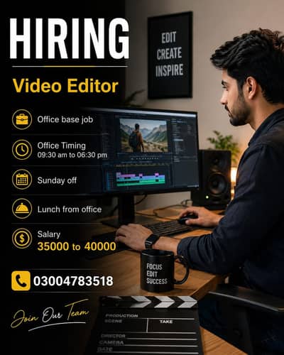Hiring Video Editor – Office Based Job