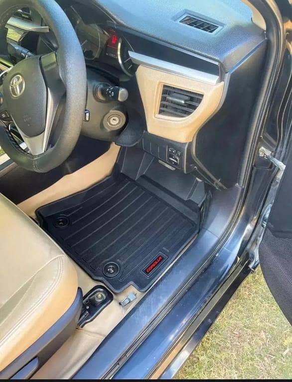 Toyota Corolla Grande TPE Floor Mats Tray Type Imported Premium Quality 3 Pcs Set Waterproof and Washable