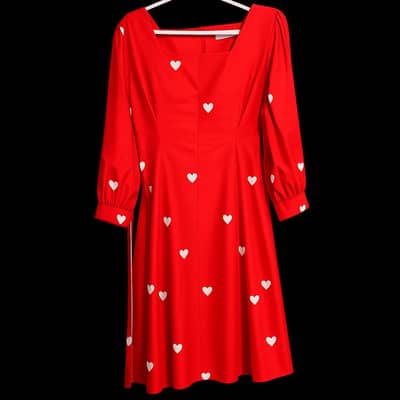Red frock / shirt for girls elegant with puff sleeves and belt