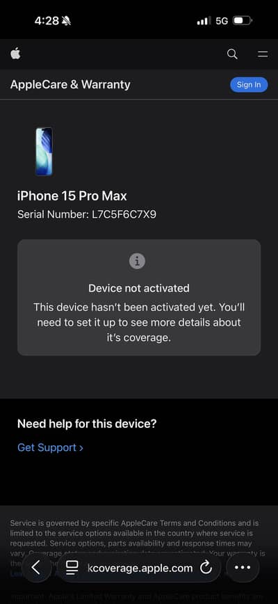 15 pro max 512gb PTA APPROVED NON ACTIVE