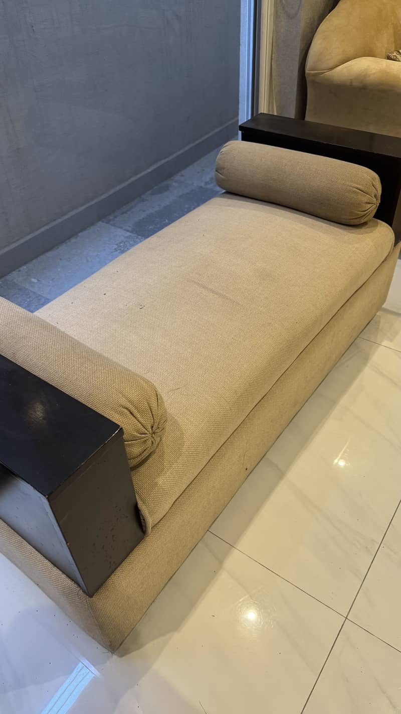 BEIGE COUCH/OTTOMAN 1