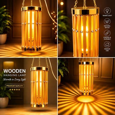 Handmade Wooden Hanging Lamp for Sale