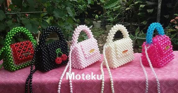 Handmade Beaded Mini Bag Colorfull Pearl Purse