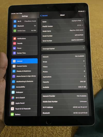Ipad Pro 10.5inch (256gb) (wifi+cellular) Battery health 86%