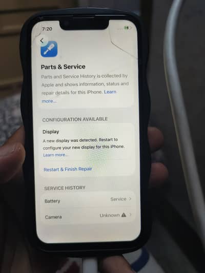 apple iphone 13mini 128gb bettery service camera msg display change