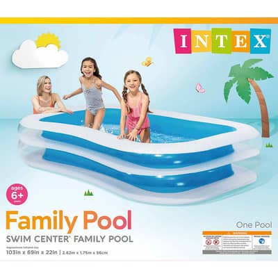 Intex 56483EP Inflatable 8.5' x 5.75' Family Pool 03020062817
