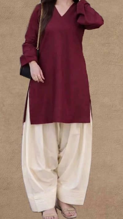 girls kurti with farshi shalwar