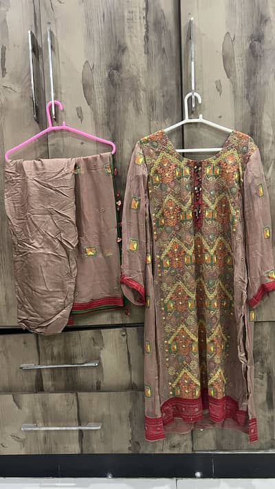 Embroided shuffon shirt,shuffon embroided dupata
