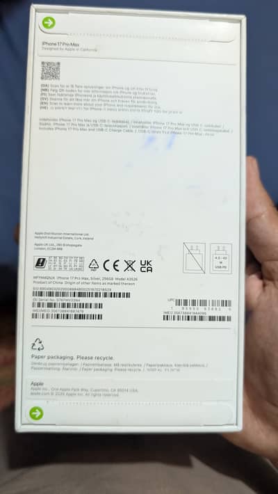 iPhone 17 pro max 256gb physical plus E sim non activr