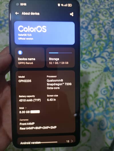 oppo Reno 6 (8/128) Snapdragon 720G (10/10) condition