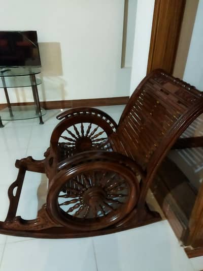 beautiful wooden moveable chair