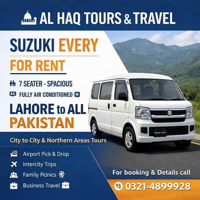 7 seater for rent/every for rent/changan karvaan for rent