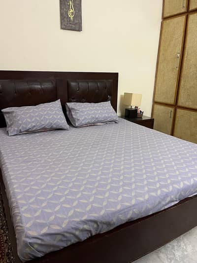 Wooden Bed Set with Mattress