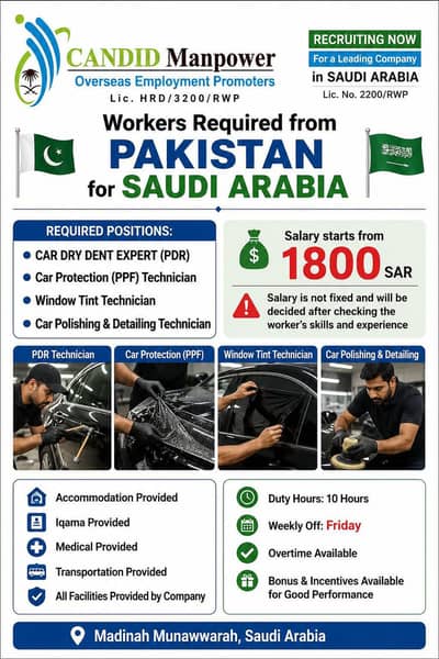 Workers Required for revx Car detaling company in madina