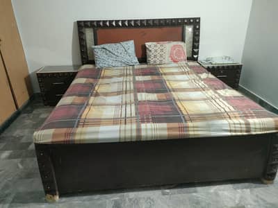 king bed with spring mattress wooden