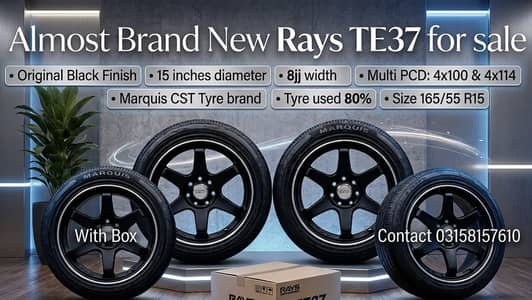 15Inch 4nut Rim Tyre Black Te37s