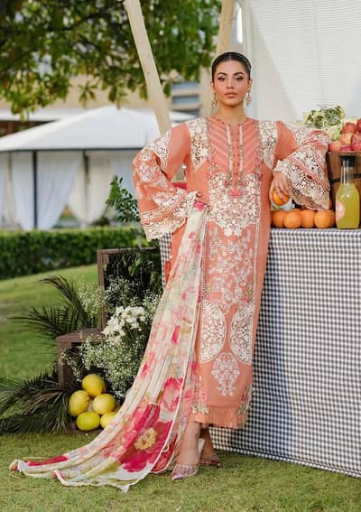 High Quality Embroidery Lawn 90/70 3 pcs suit-code 512