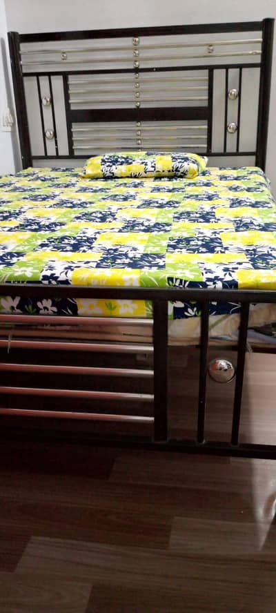iron  bed with mattress