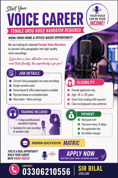 Female Voice Talent Required