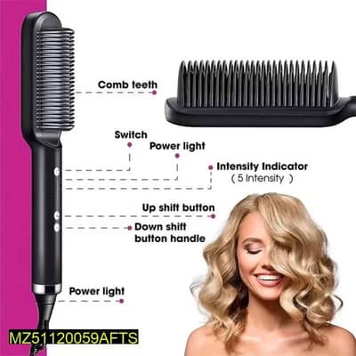 premium hair straightener brush black metal heat control