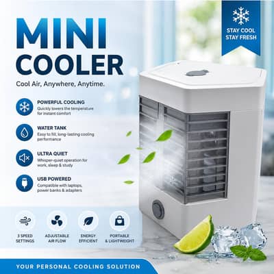 Mini Air Cooler USB Rechargeable White