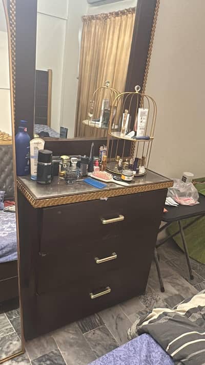 King size bed for sale with dressing table and single side table
