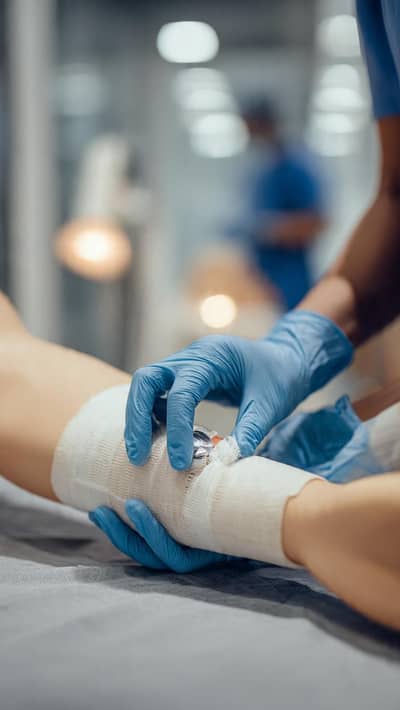 Trained staff nurse,wound dressing,injections,vitals