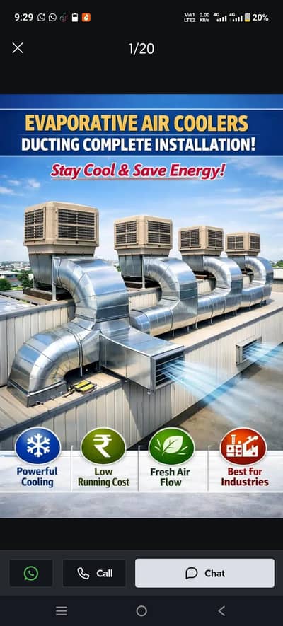 Evaporative air cooler /air chilers duct