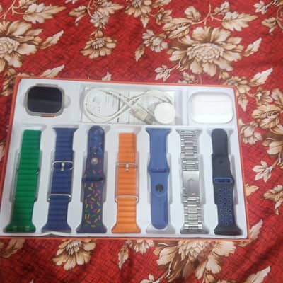 smart watch with charging cable seven straps and air pods